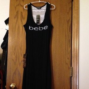 NWT BEBE maxi dress Black/white lace bottom XXSP